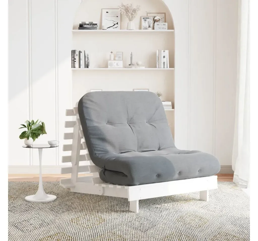 Futon Schlafsofa mit Matratze 2-Sitzer Weiß