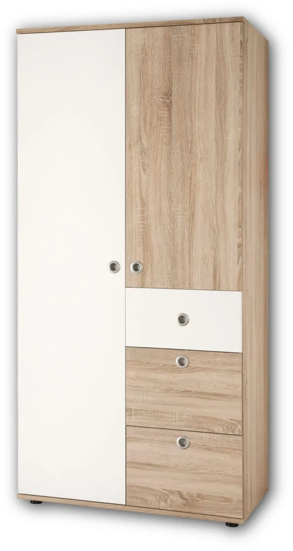 Kleiderschrank Wiki 90 x 191 x 53 cm Weiß/Eiche