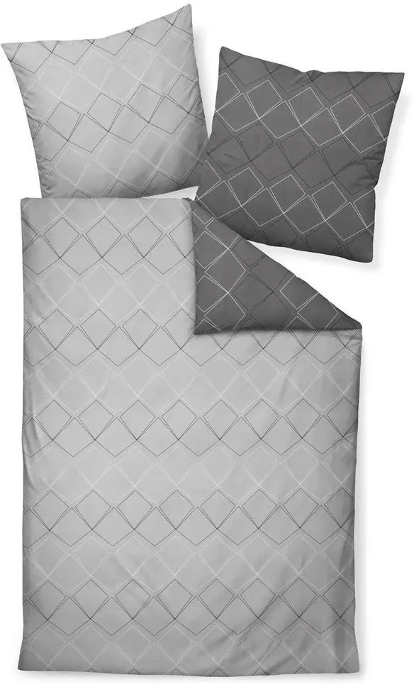 Rauten Baumwolle Grau 135 x 200 cm + 80 x 80 cm