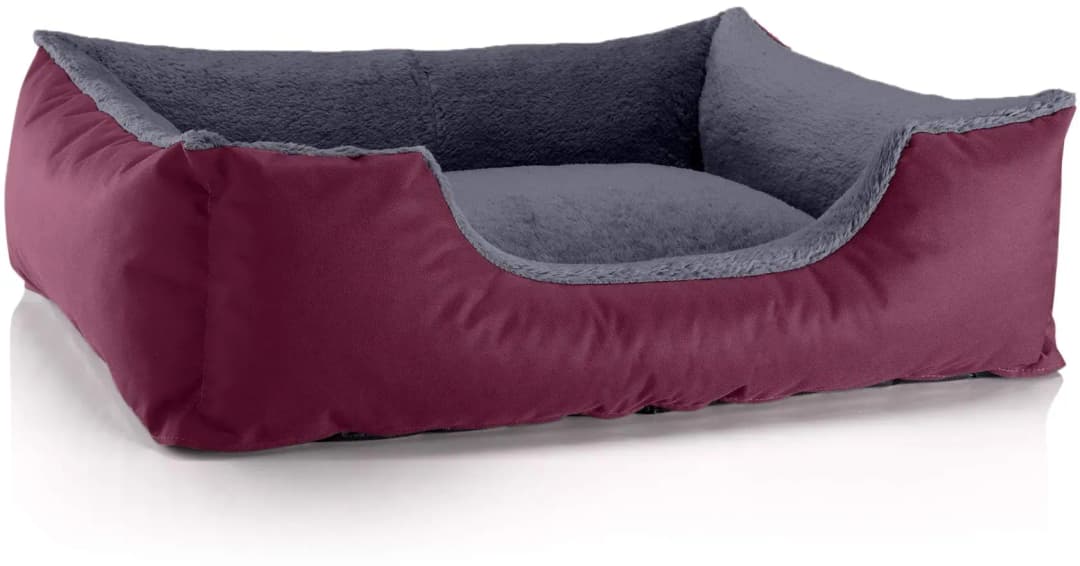 Hundebett Teddy L 80 x 65 cm bordeaux-grau