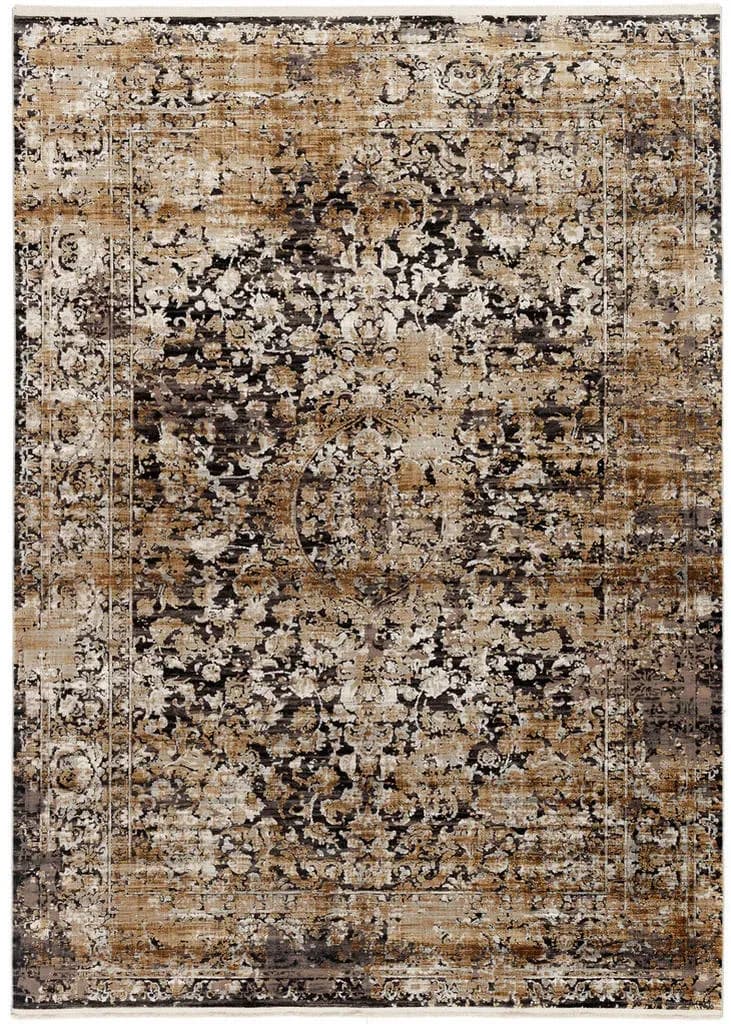 IMPRESSION SODA Webteppich 80 x 150 cm Grau/Goldfarben