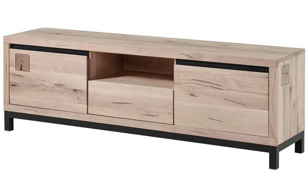 VILLANDERS TV-Lowboard 170x40x56 cm Beige/Wildeiche Massivholz