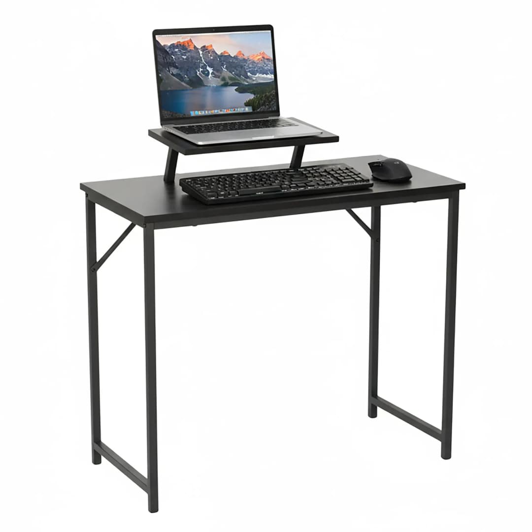 Schreibtisch mit Monitoraufsatz, schwarz