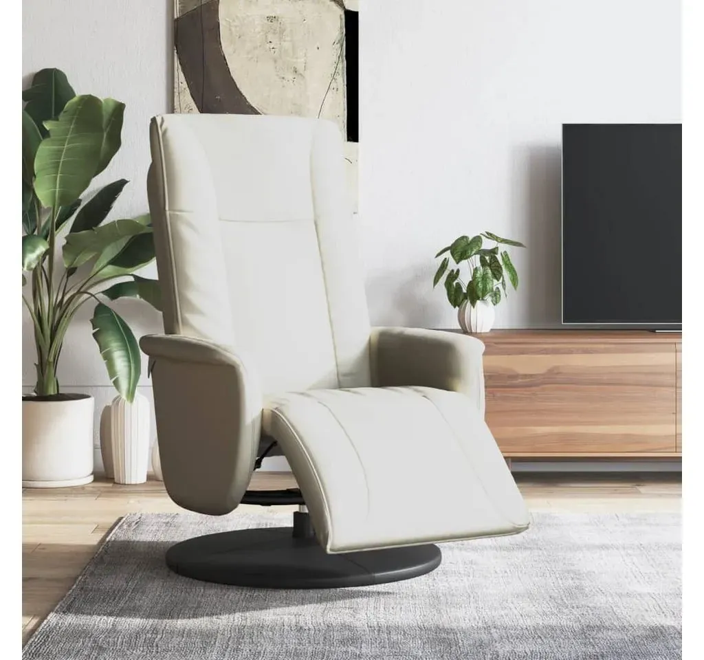 Relaxsessel mit Fußteil Kunstleder 90 x 105 x 90 cm Creme drehbar