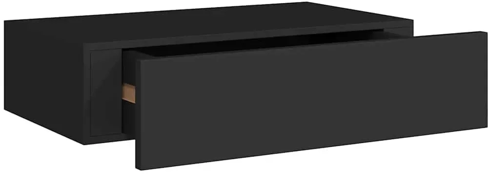 Wandregal mit Schublade 40 x 23,5 x 10 cm Schwarz