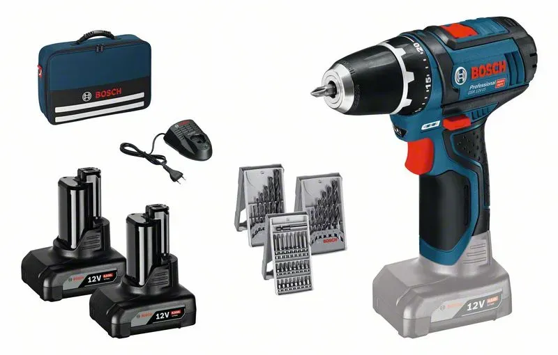 GSR 12V-15 Professional inkl. 2 x 4 Ah + 39-tlg. Zubehör 0615990HV1