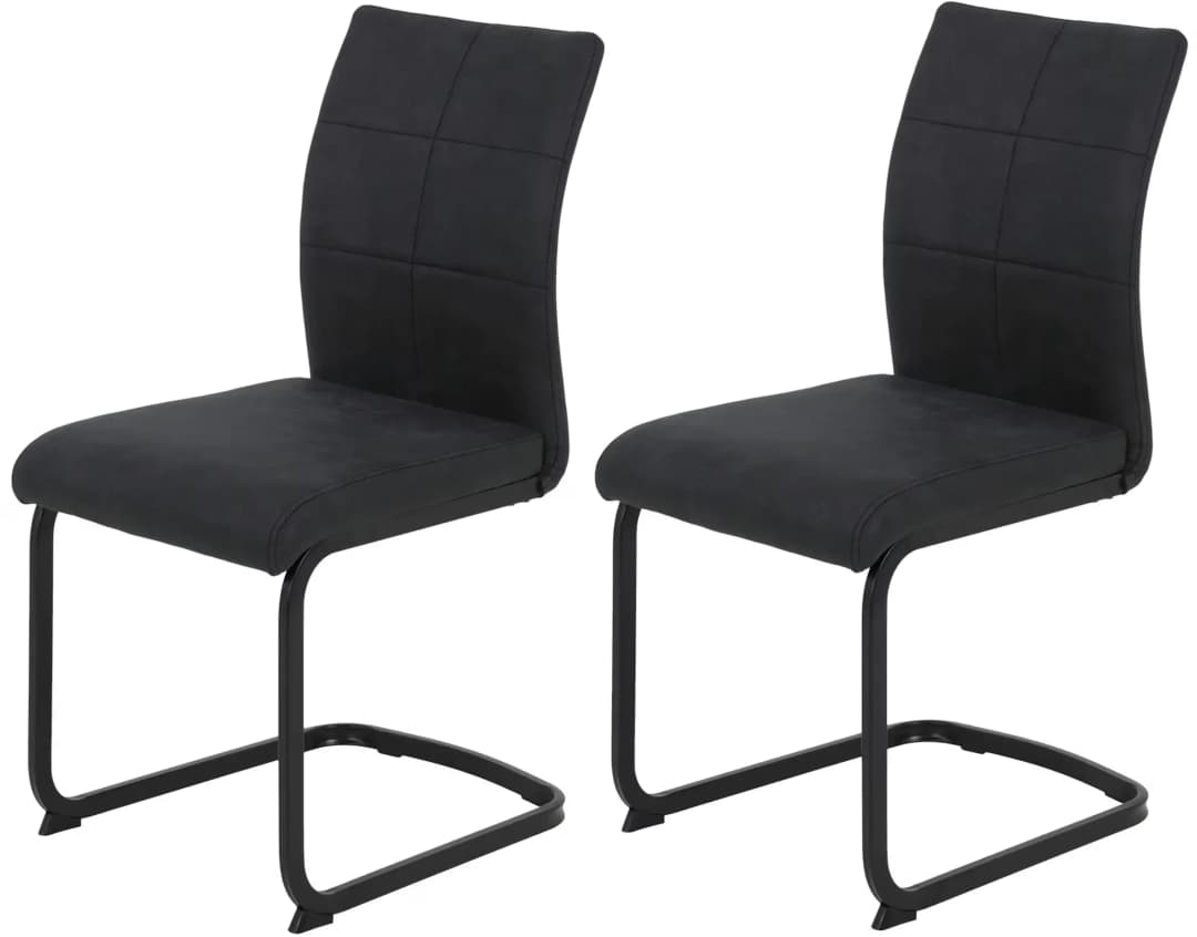 Polsterschwingstuhl Stoff grau 2er Set
