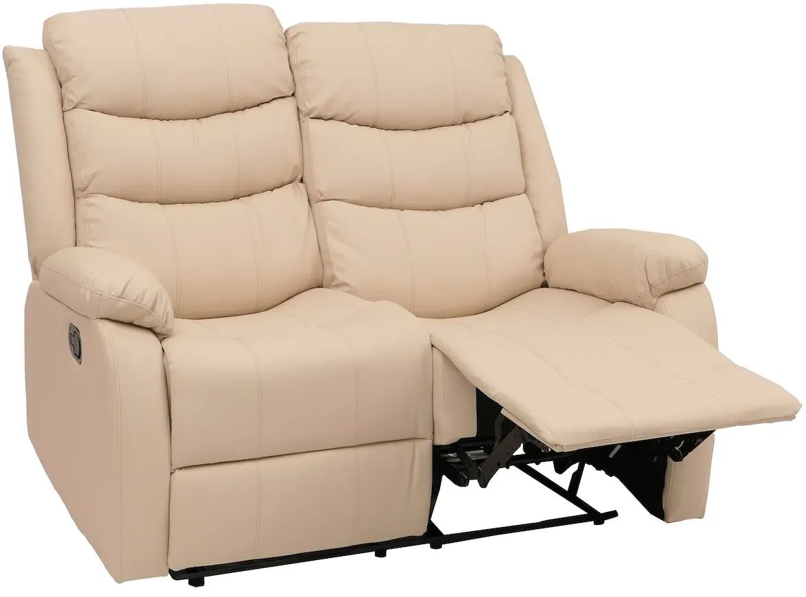 2er Kinosessel HWC-O62 Kunstleder 132 x 107 x 0 cm Beige mit Liegefunktion