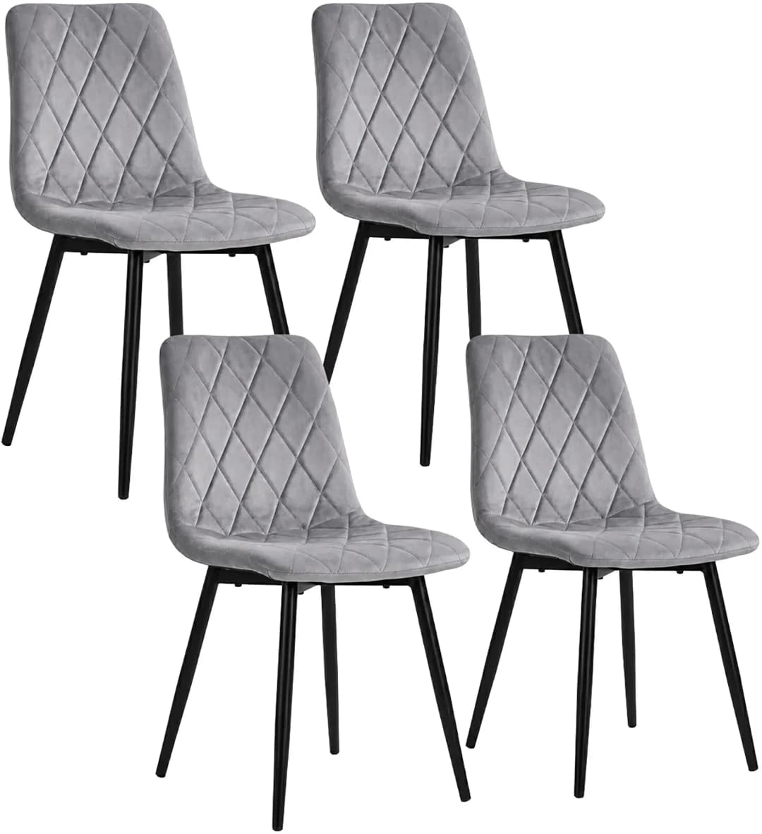 Esszimmerstuhl Samt grau/schwarz 4er Set