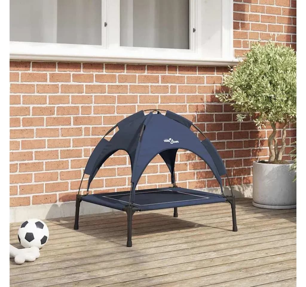 Hundekorb erhöhtes Modell mit abnehmbarem Dach 100 x 80 cm marineblau