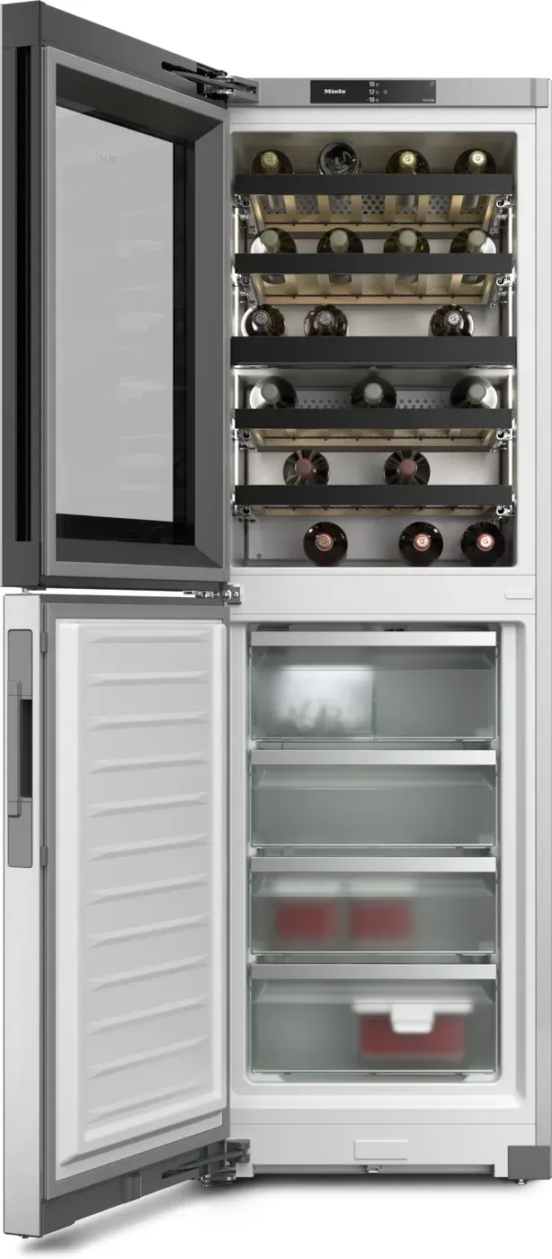 KWNS 4784 DE Wein-Gefrierkombination (303 l, 1854 mm hoch, Edelstahl CleanSteel)