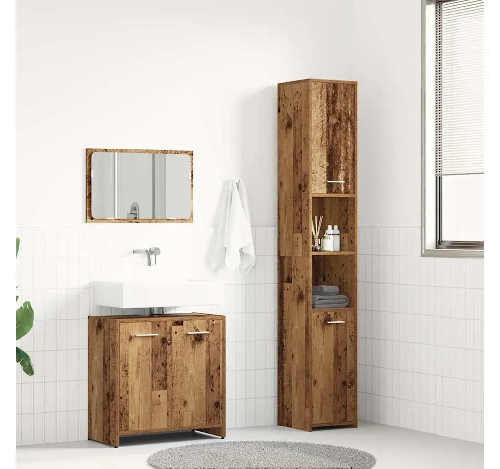 Badmöbel-Set Altholz-Optik 3-tlg. Braun