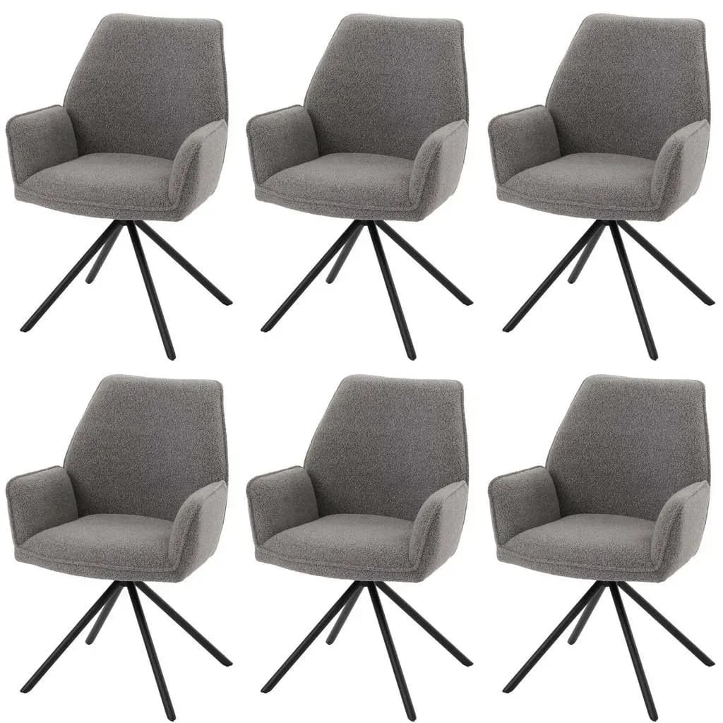Esszimmerstuhl MCW-G67 Bouclé hellgrau 6er Set