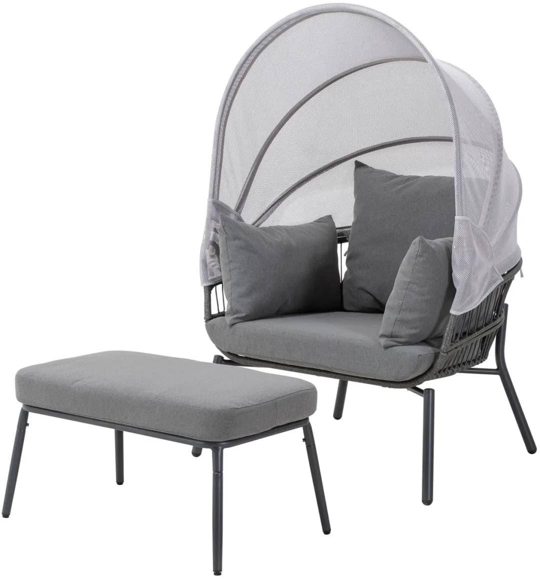 Relaxsessel CLARA Polyester 92 x 108 x 102 cm Grau mit Hocker