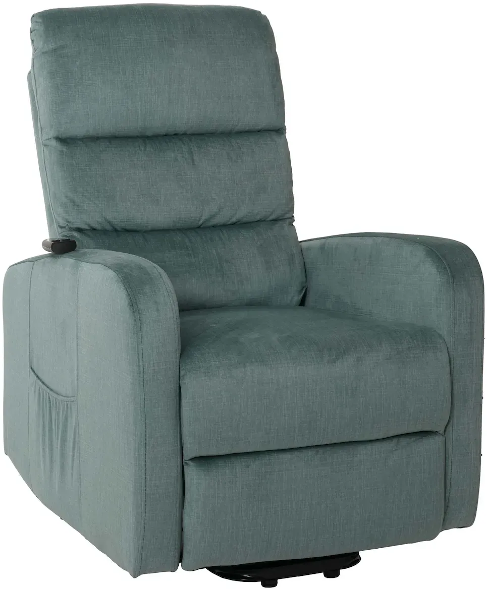 Fernsehsessel HWC-K62 Chenille 80 x 100 x 90 cm Blau-Grün elektrisch