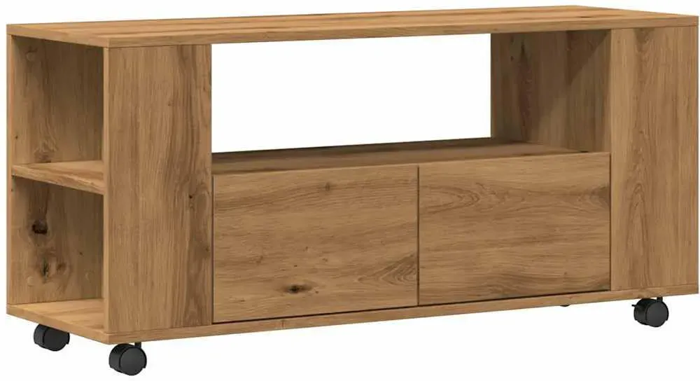 TV-Schrank mit Rollen 102x34,5x43 cm Braun Holzwerkstoff