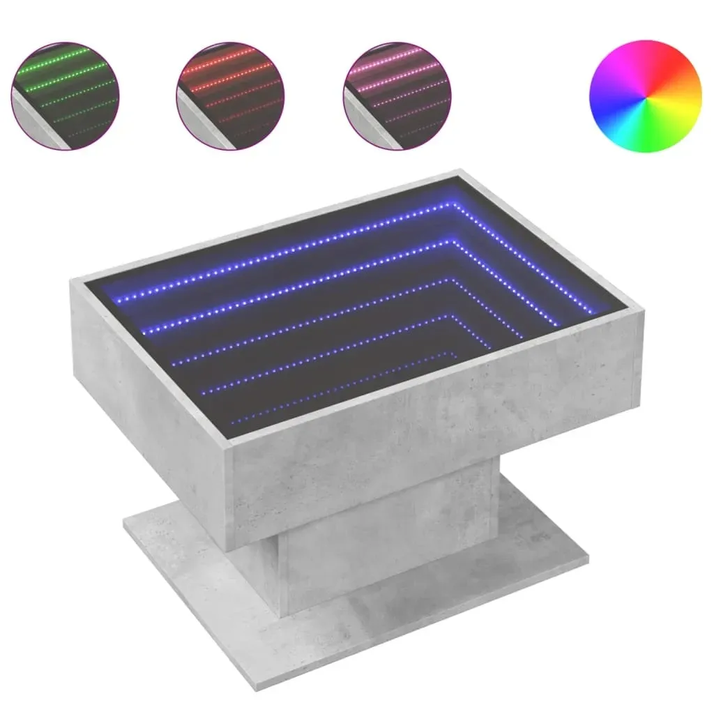 LED-Couchtisch Betongrau Holzwerkstoff 70 x 50 x 45 cm