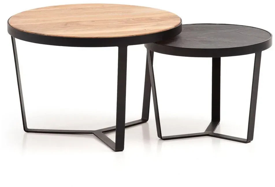 Couchtisch 2er Set Braun Schwarz Akazie 60 x 40 cm
