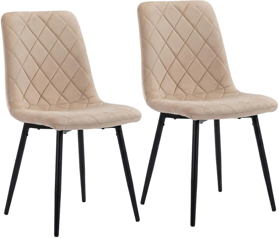 Esszimmerstuhl Samt beige/schwarz 2er Set