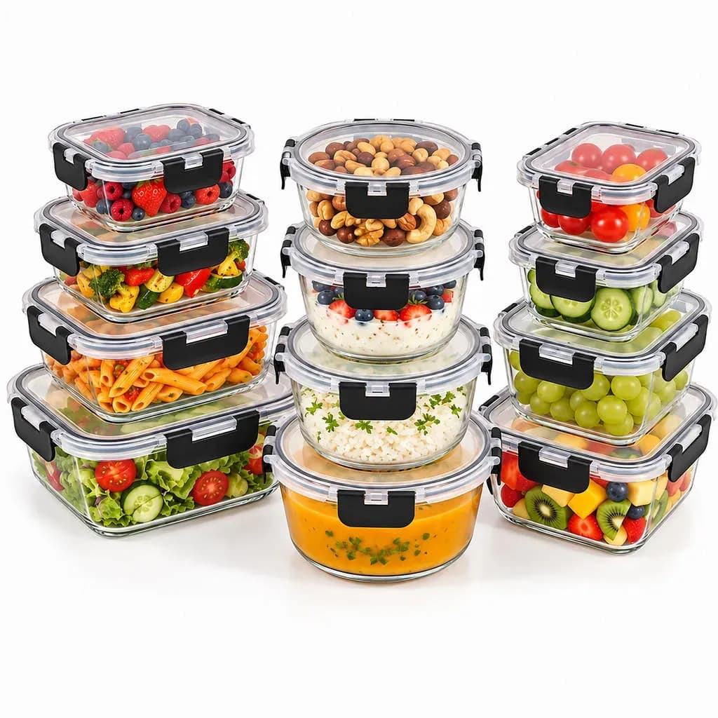 Frischhaltedosen Set Schwarz/Transparent 20,5 x 7 x 15,5 cm 12-teilig