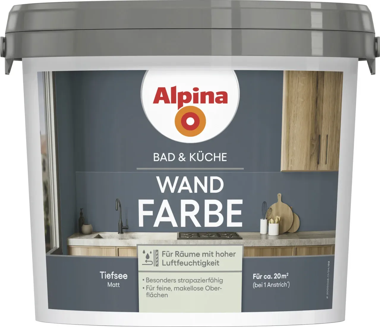 Bad- und Küchenfarbe Tiefsee blau matt 2,5 l