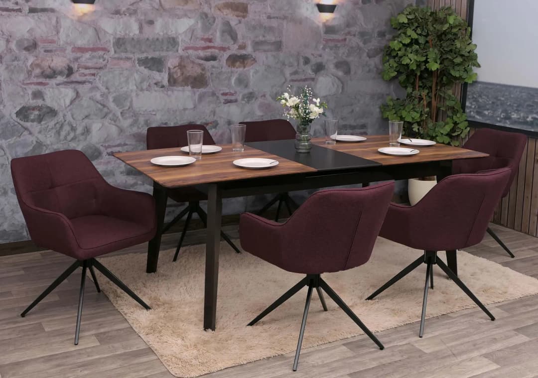 Esszimmerstuhl MCW-O47 Stoff rot 6er Set