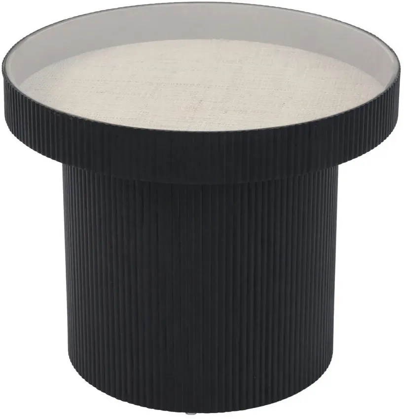 Miguel Beistelltisch mit Glas Coffeetable Couchtisch klein rund Schwarz