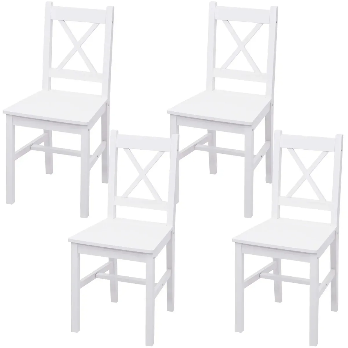 Esszimmerstuhl HWC-F77 Holz weiß 4er Set