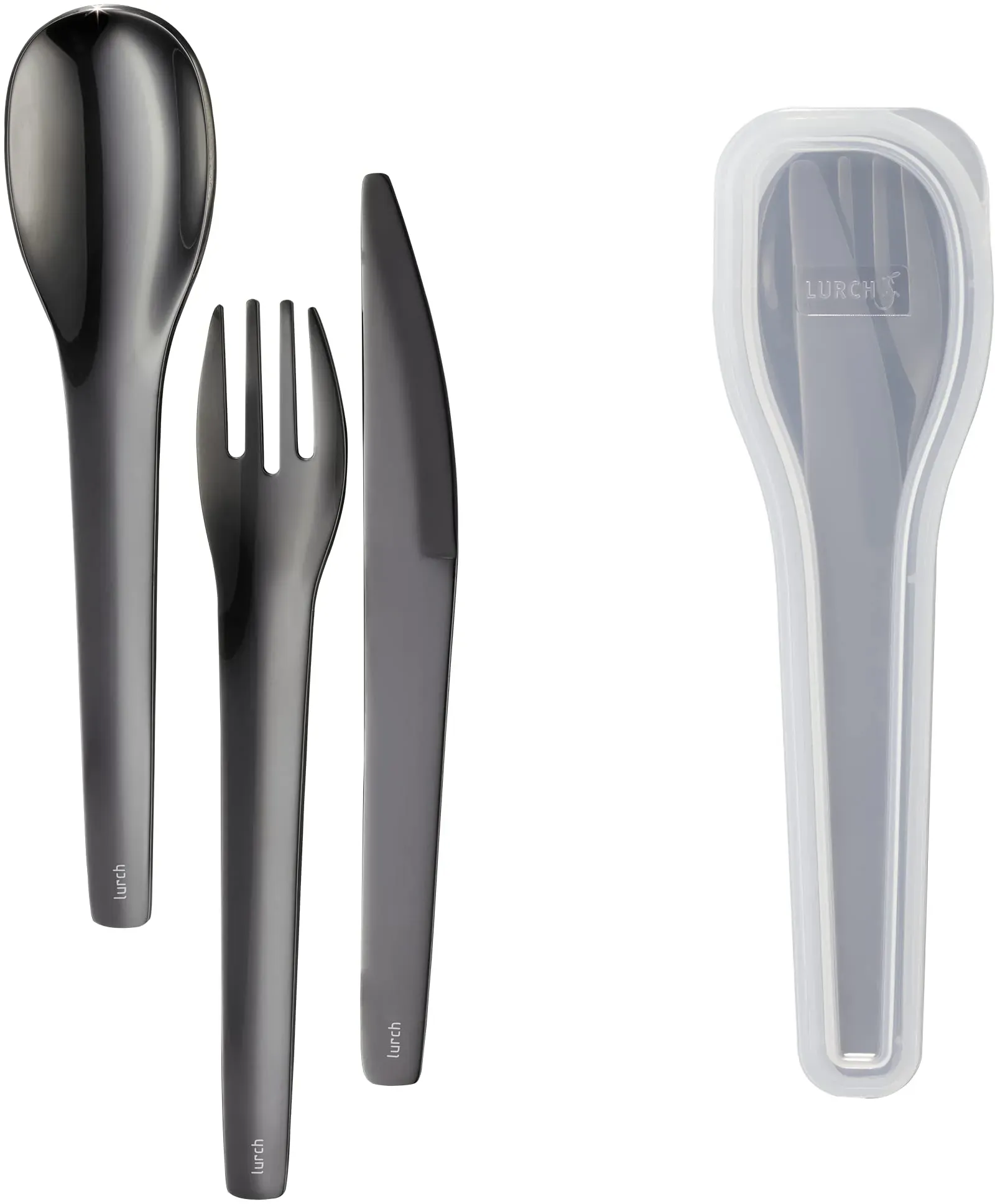 Mehrweg-Besteckset TO-GO, Edelstahl schwarz, 1 Set