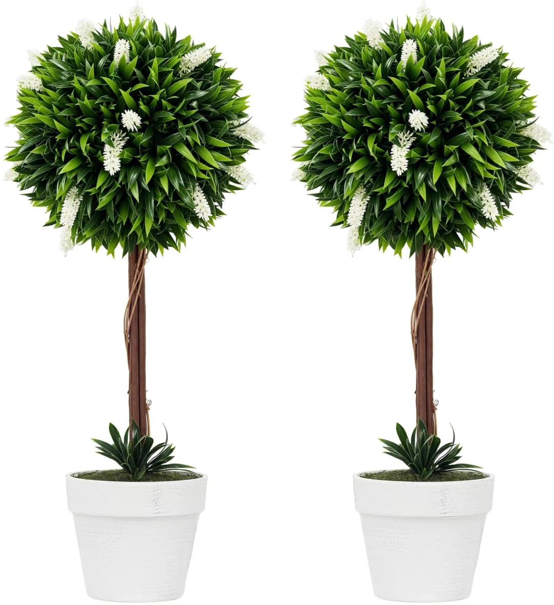 Kunstpflanze Lavendel 2er-Set Künstliche Pflanzen 60 cm Zimmerpflanze Weiß