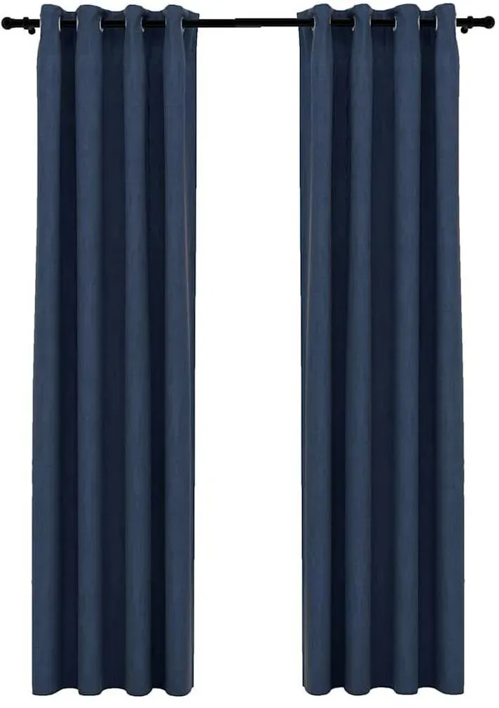 Verdunkelungsvorhang Ösen 140 x 245 cm blau 2 St. Leinenoptik