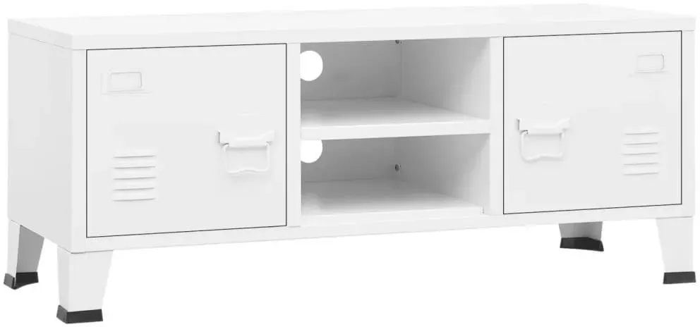 Industrie-Stil TV-Schrank 105x35x42 cm Weiß Metall