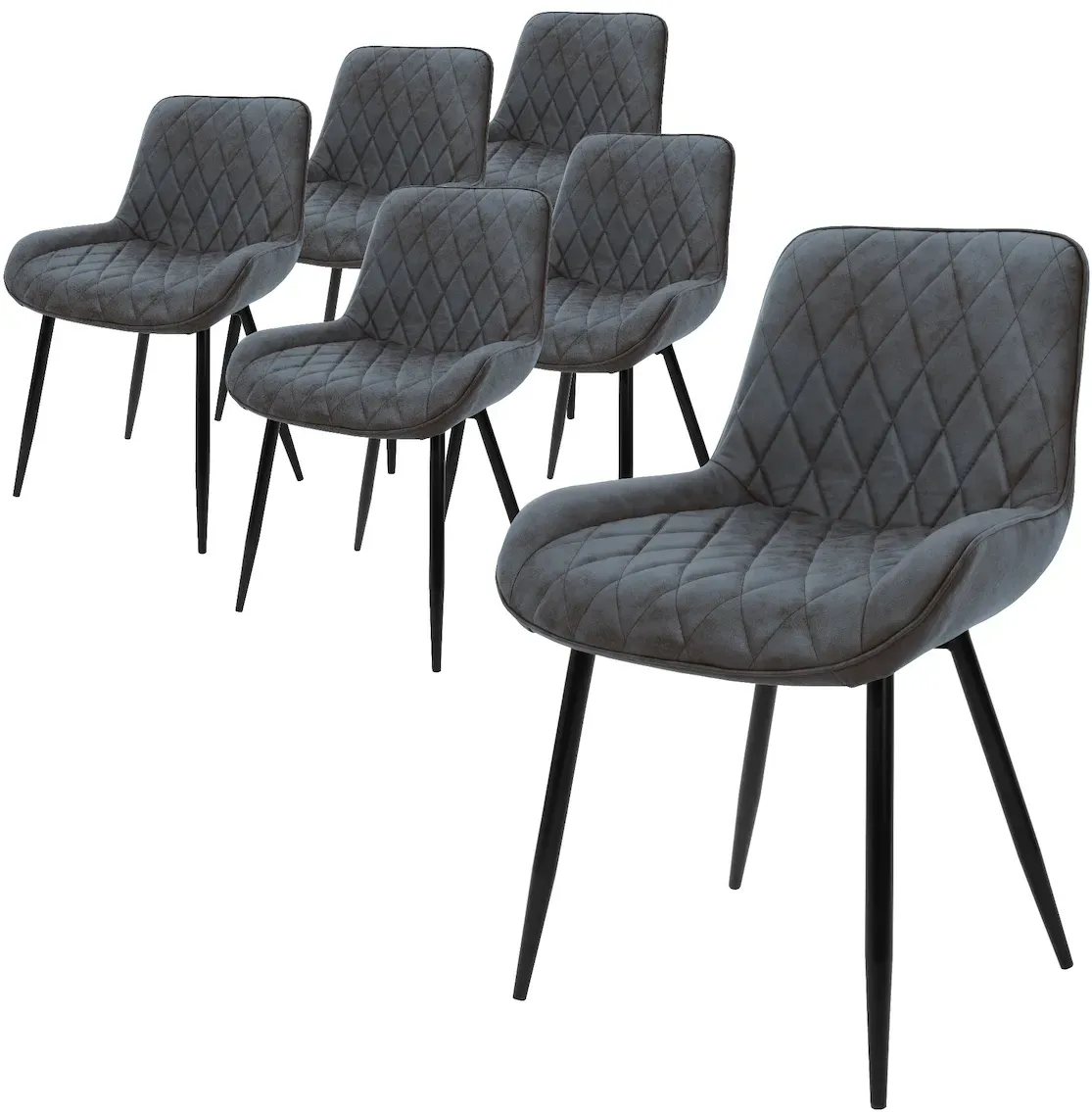 Esszimmerstuhl Anthrazit PU-Kunstleder 6er Set