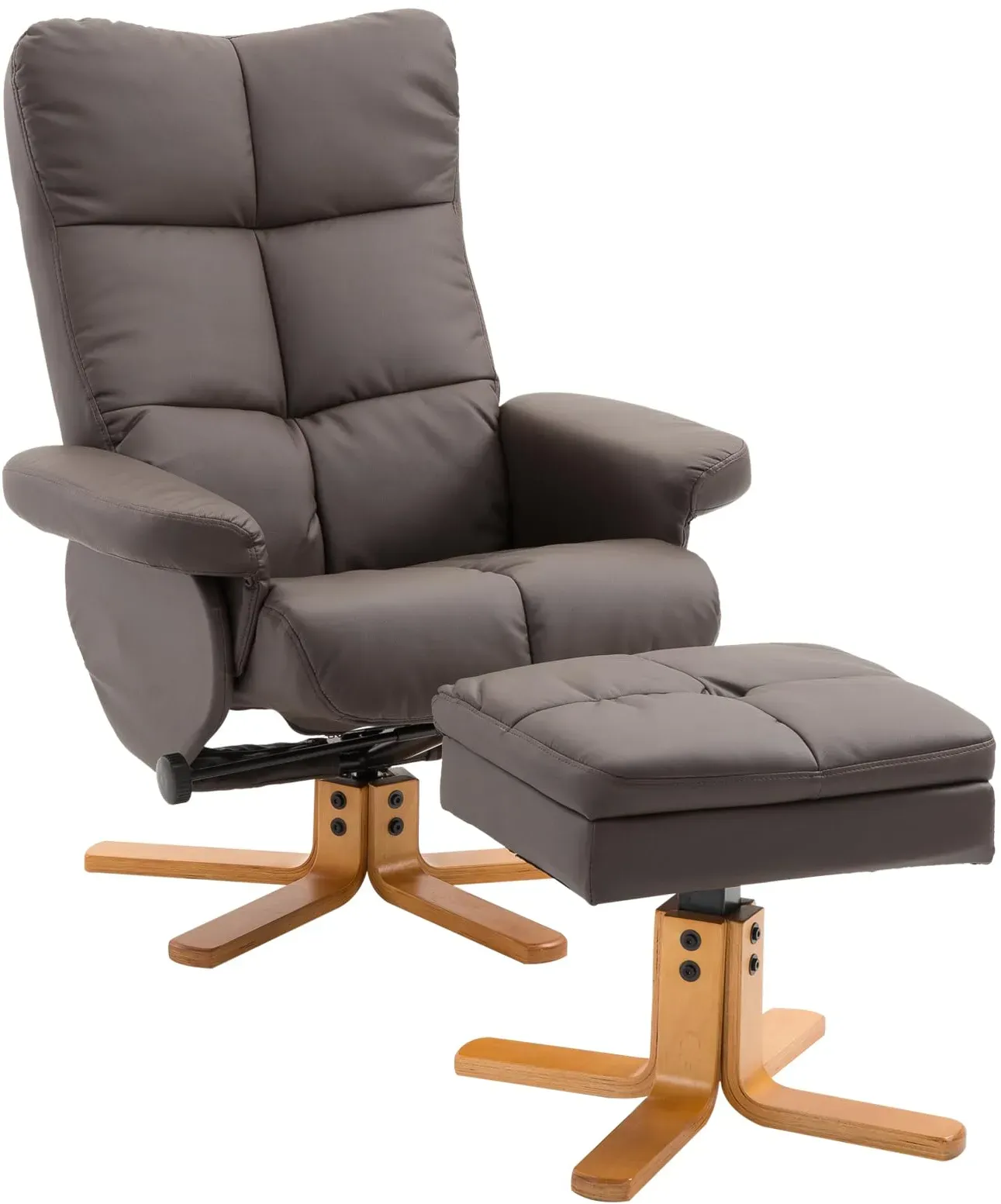 Relaxsessel Kunstleder 80 x 99 x 86 cm Braun mit Hocker