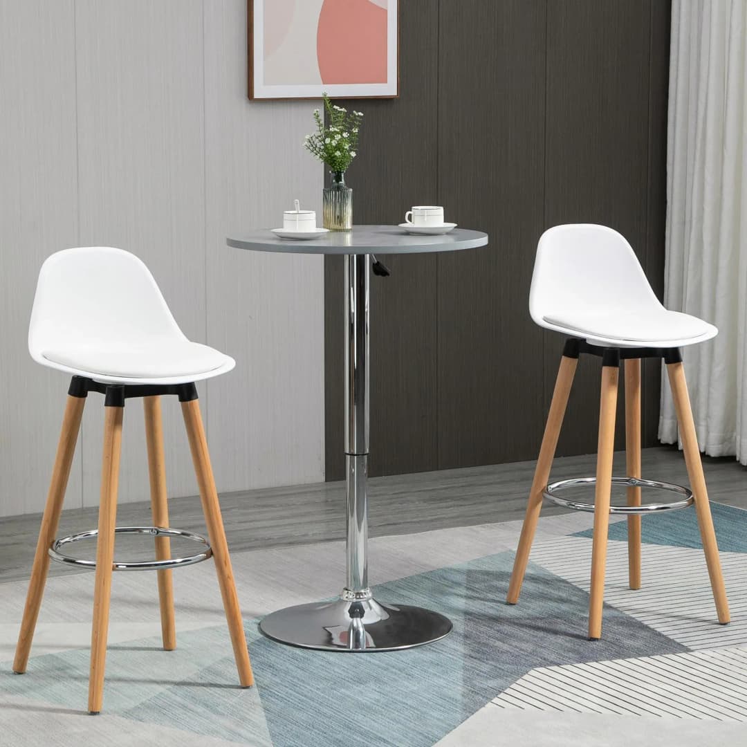 Barhocker Kunstleder weiß 2er Set