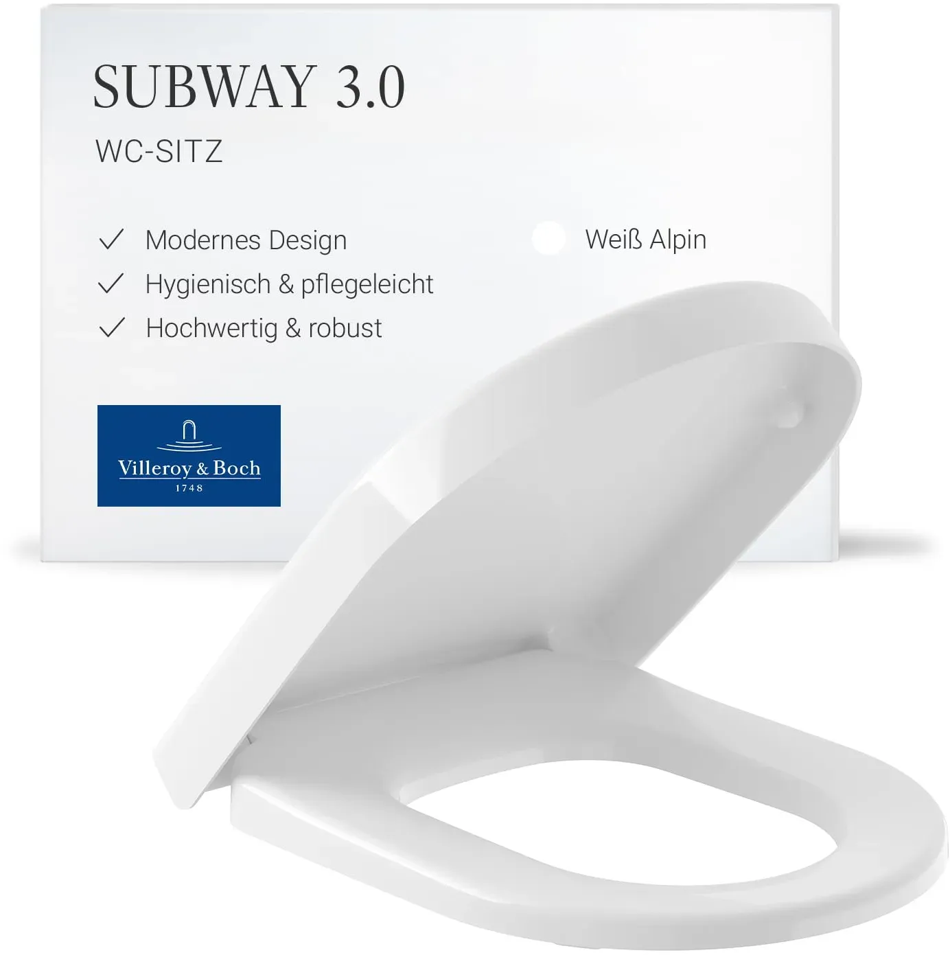 Subway WC-Sitz Weiß Scharniere Edelstahl
