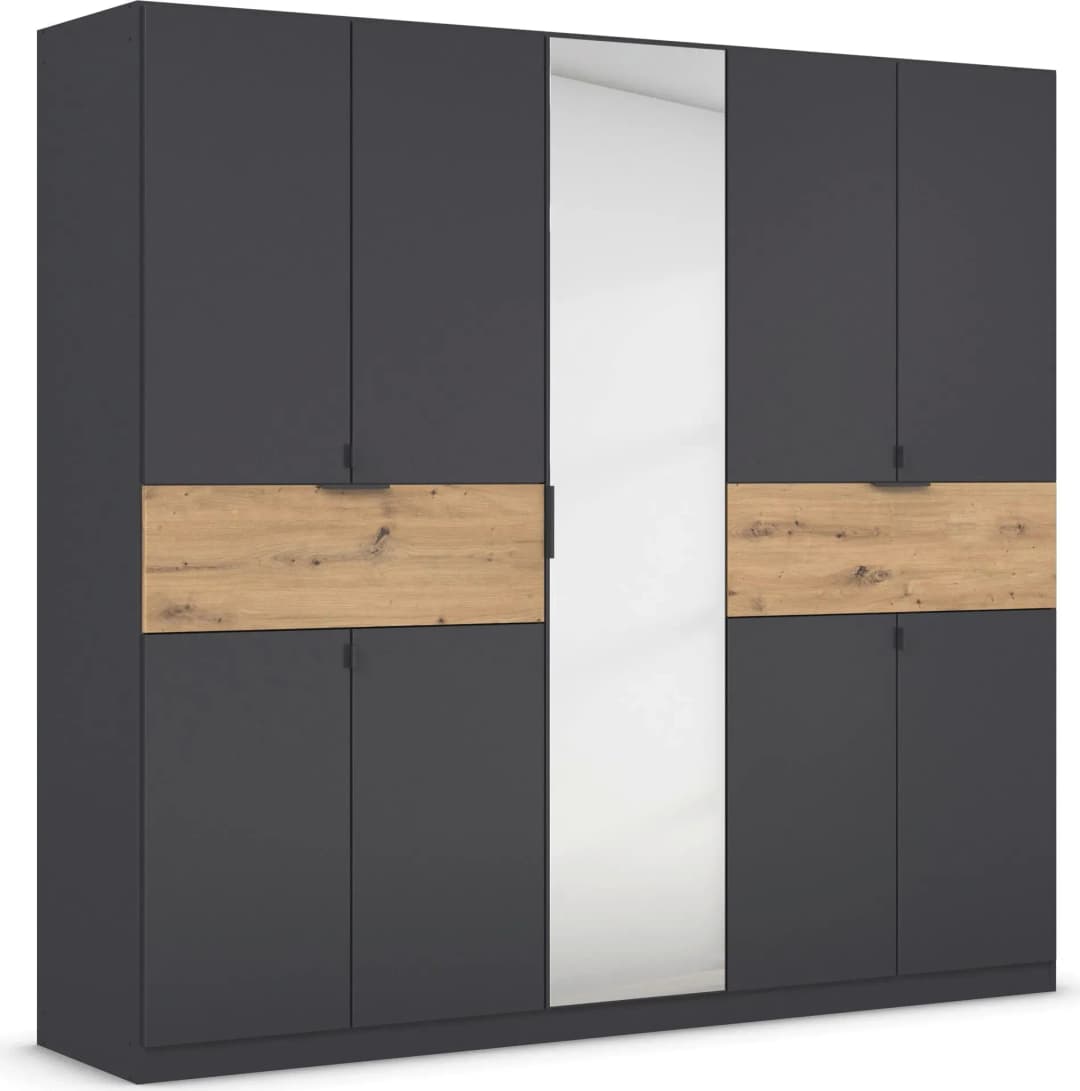 Drehtürenschrank Ticao 226 x 210 x 54 cm Grau/Schwarz