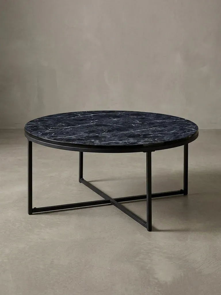 Schwarz Holz Rund 80 x 35 cm