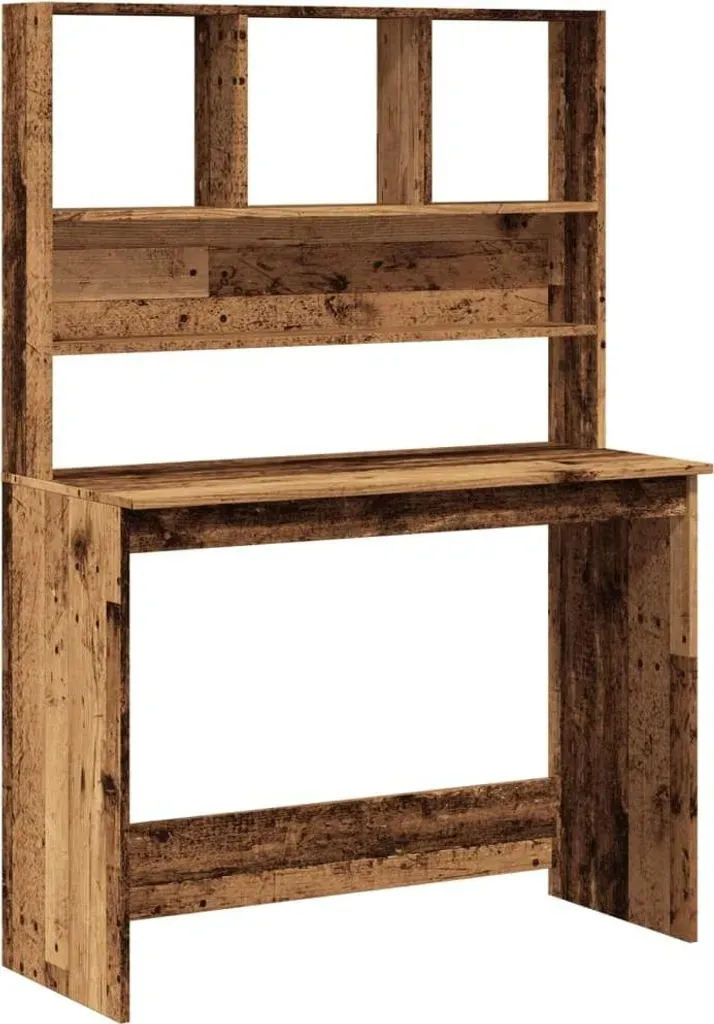 Schreibtisch mit Regal Altholz-Optik / Braun