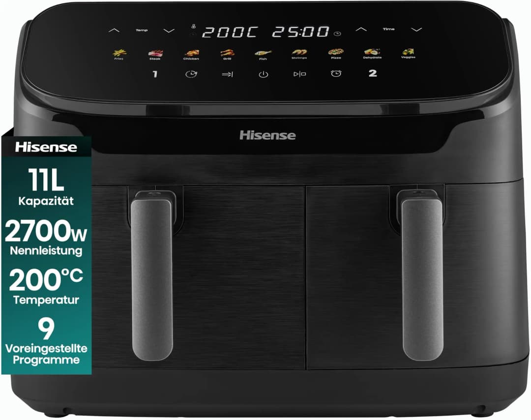 Heißluftfritteuse 11L schwarz