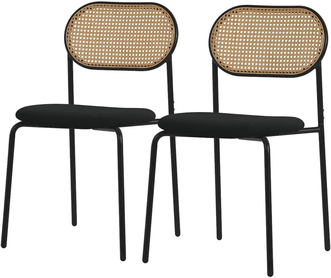 Esszimmerstuhl Polyester Schwarz 2er Set