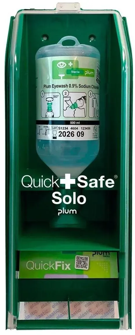 Augenspülstation QuickSafe Solo 0,5l+Pflasterrefill B140mm