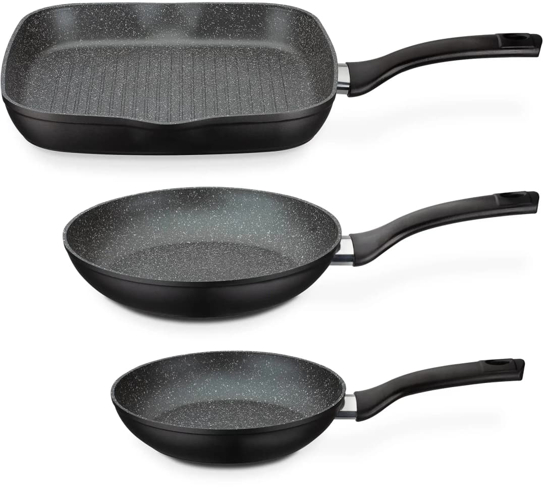 Gourmet Granit Pfannen-Set 3-tlg. 20 cm + 24 cm + 28 x 28 cm