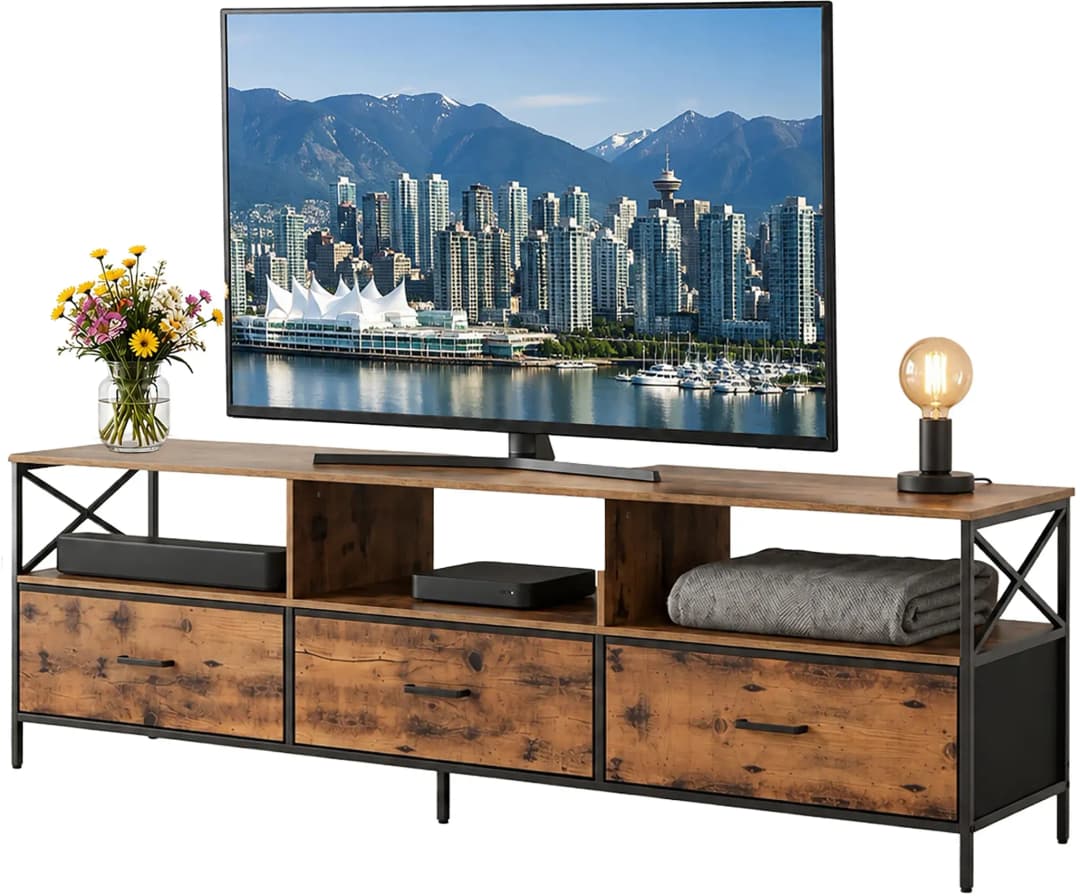 TV-Lowboard 170 x 50 x 40 cm Braun/Schwarz Metall/MDF/Holzwerkstoff