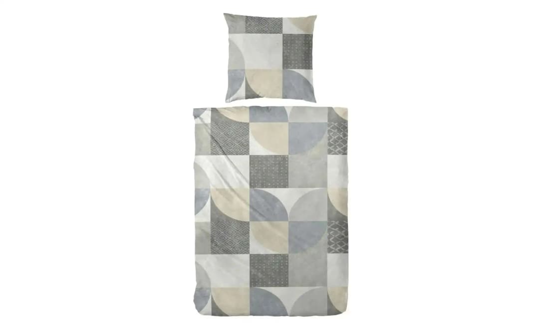 Flanell Bettwäsche-Set grau 155 x 1 cm