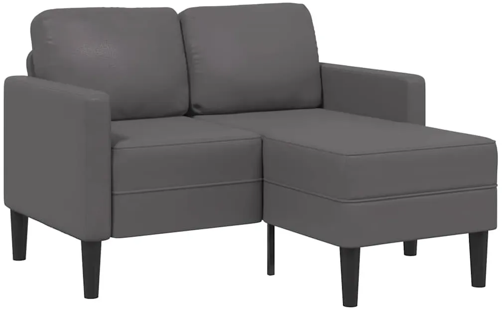 Eckcouch Kunstleder 2-Sitzer Grau