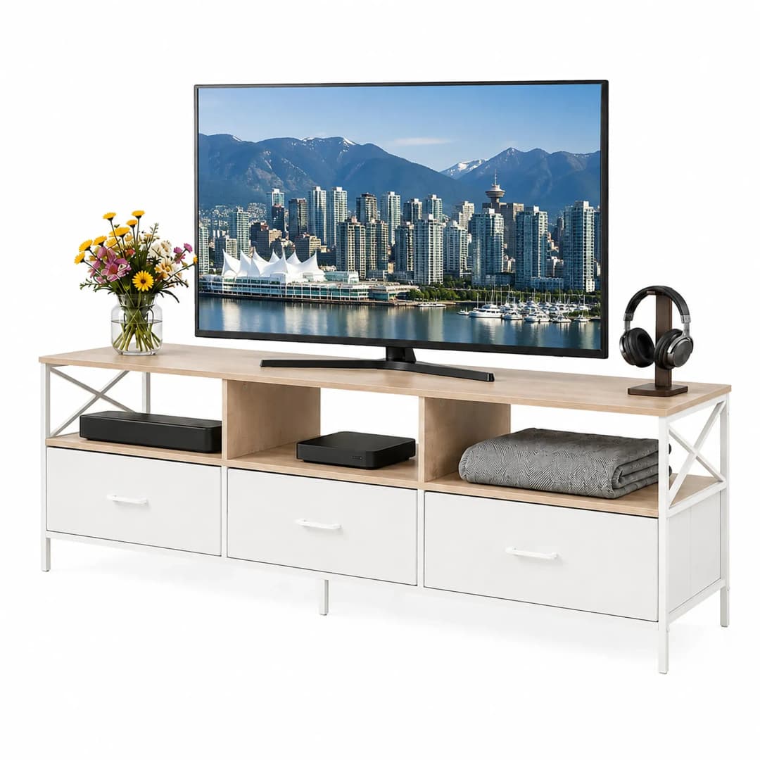 TV-Lowboard 170 cm Mehrfarbig Holzwerkstoff/Metall