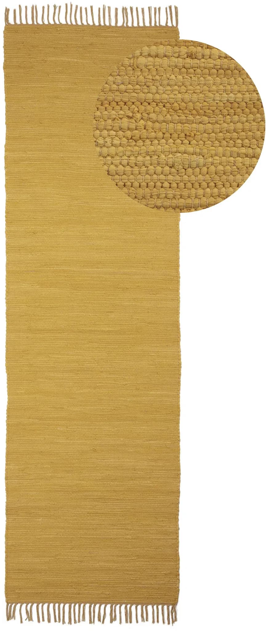Kelim Chindi uni Wendeteppich 70 x 140 cm Gelb
