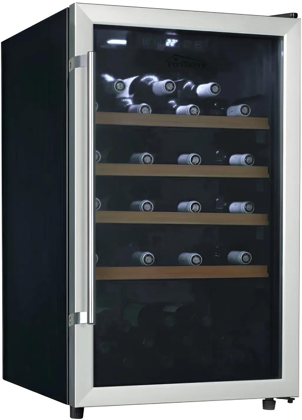 TroniTechnik® Weinkühlschrank, Getränkekühlschrank, 126 Liter, 63 Flaschen, Wein Kühlschrank Edelstahl-Optik, mit LED