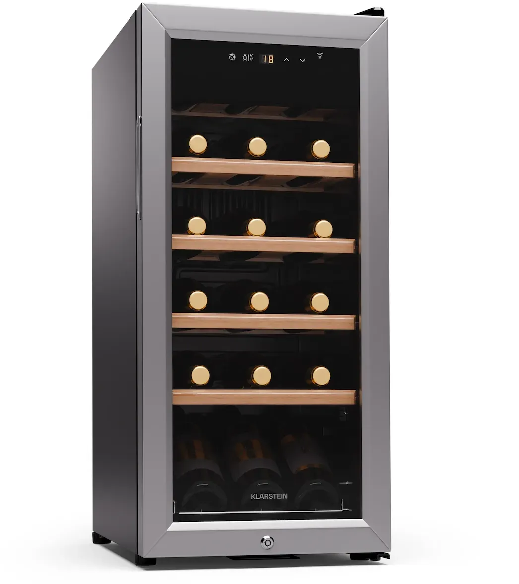 Weinkühlschrank,1 Zone Getränkekühlschrank, Leiser Indoor/Outdoor Kühlschrank, 50 Liter Flaschenkühlschrank Klein, Weinschrank für 18 Flaschen